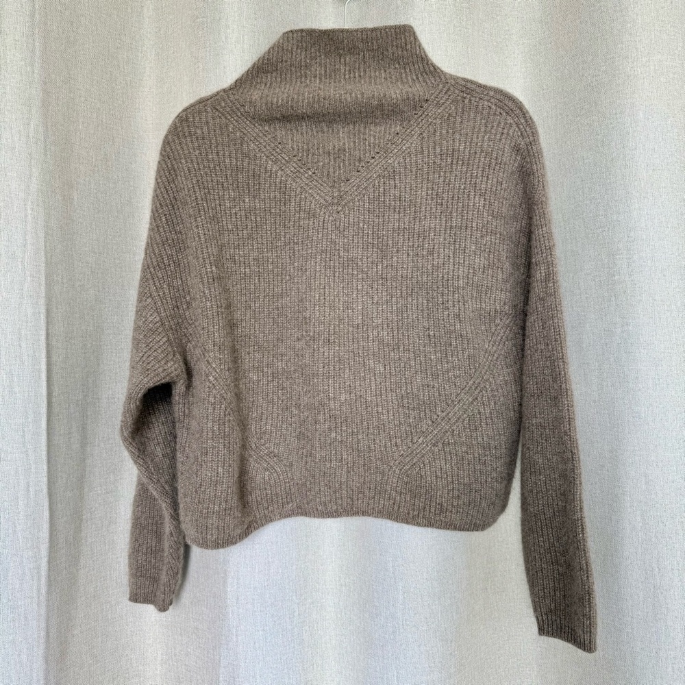 Anthropologie Cashmere Gray Mockneck Long Sleeve Sweater S - Picture 3 of 11